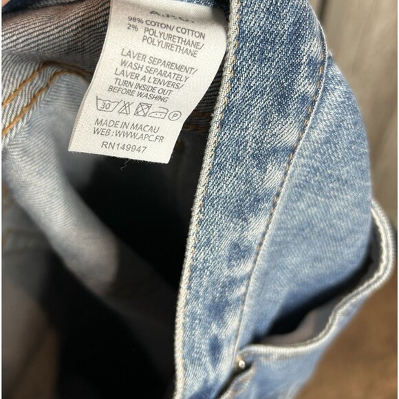 A.P.C. Jeans Size 29 Petit Standard Droit Etroit Straight Slim Leg Blue - Picture 6 of 6
